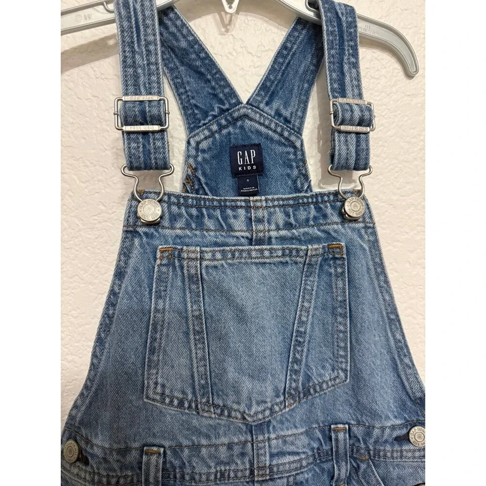 Gap Kids Denim Overall Dress Girls Size S (6) Distressed Blue Jean Pinafore